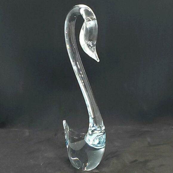 Vintage MCM Clear Art Glass Swan Paperweight or Figurine - Picture 10 of 13